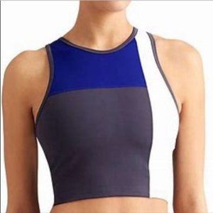 Athleta Derek Lam Blue Gray Colorblock Crop Top (XS, Blue/White)